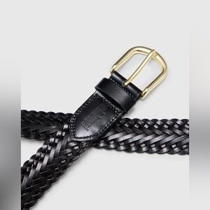 Metalwood Studio Black Leather Braided Belt